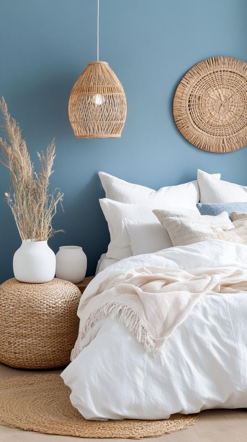 9. Twilight Tones: Play with twilight blue walls, handmade ceramic accents, and plenty of fern plants-2