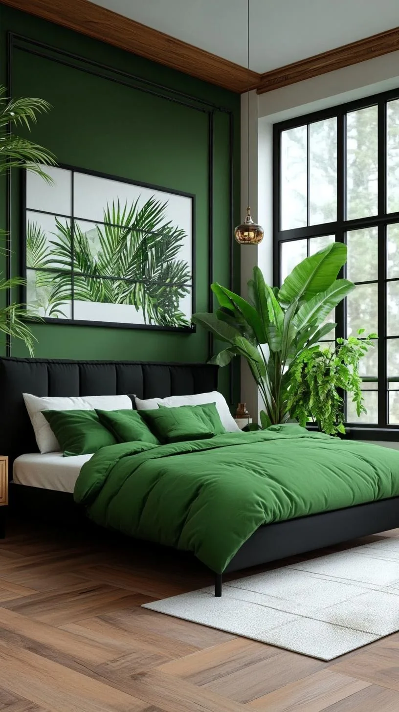 1. Urban Jungle Retreat: Combine lush green plants with black metal bed frames for an industrial-chic vibe-1