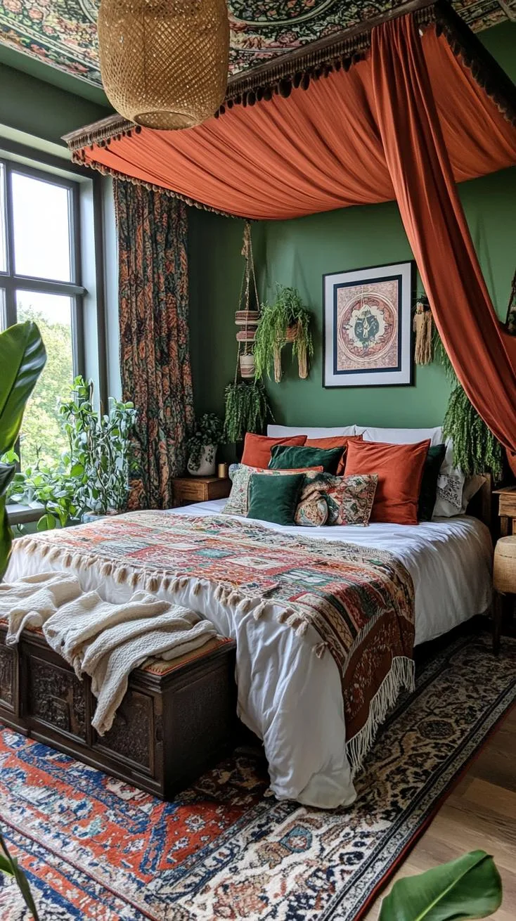 23 Stunning Olive Green Bedroom Ideas You'll Absolutely Love 104 12. Vintage Olive Green Bedroom with Antique Furniture and Retro Patterns-0