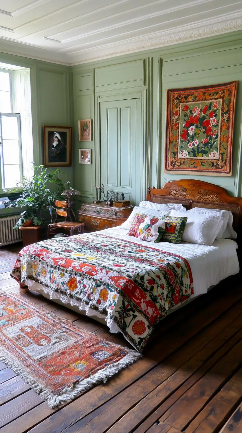 23 Stunning Olive Green Bedroom Ideas You'll Absolutely Love 105 12. Vintage Olive Green Bedroom with Antique Furniture and Retro Patterns-1
