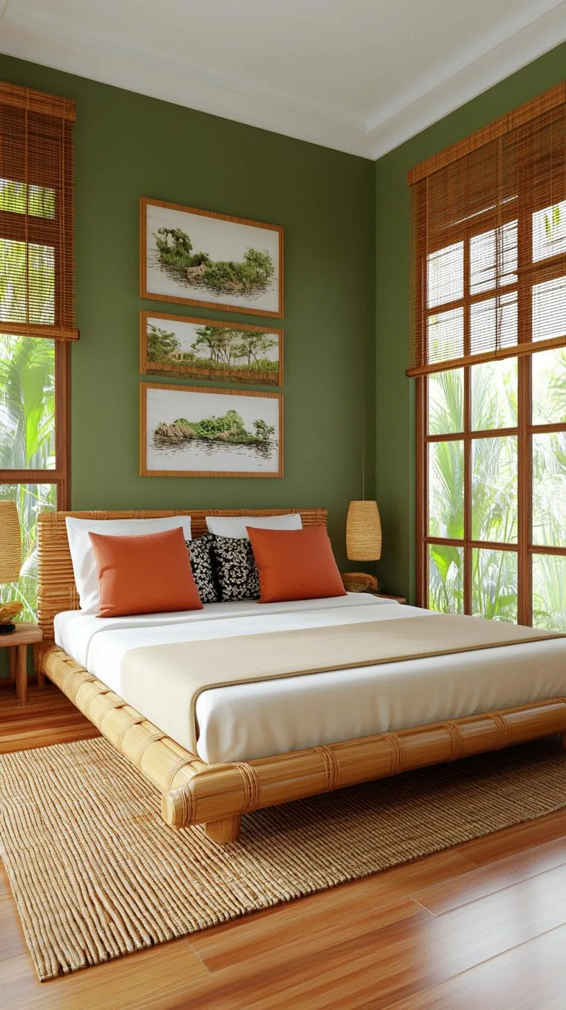 23 Stunning Olive Green Bedroom Ideas You'll Absolutely Love 34 4. Zen Serenity Bedroom with Olive Green Walls and Bamboo Décor-1