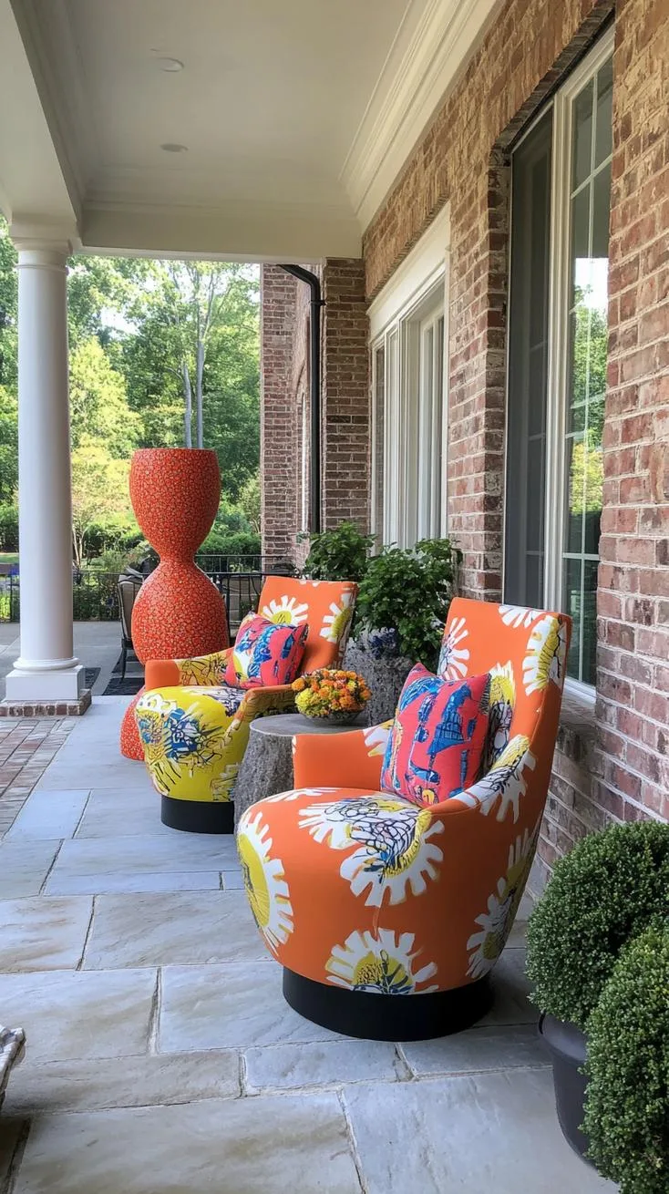 26. Artistic expression porch with large murals, whimsical sculptures, and bold furniture-0 26. Artistic expression porch with large murals, whimsical sculptures, and bold furniture-0