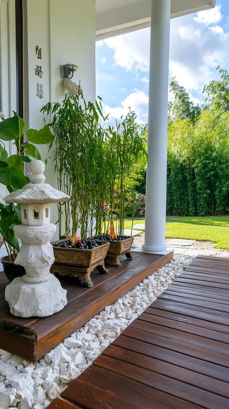 22. Asian fusion with bamboo plants, Zen stones, and low seating arrangements-2 22. Asian fusion with bamboo plants, Zen stones, and low seating arrangements-2