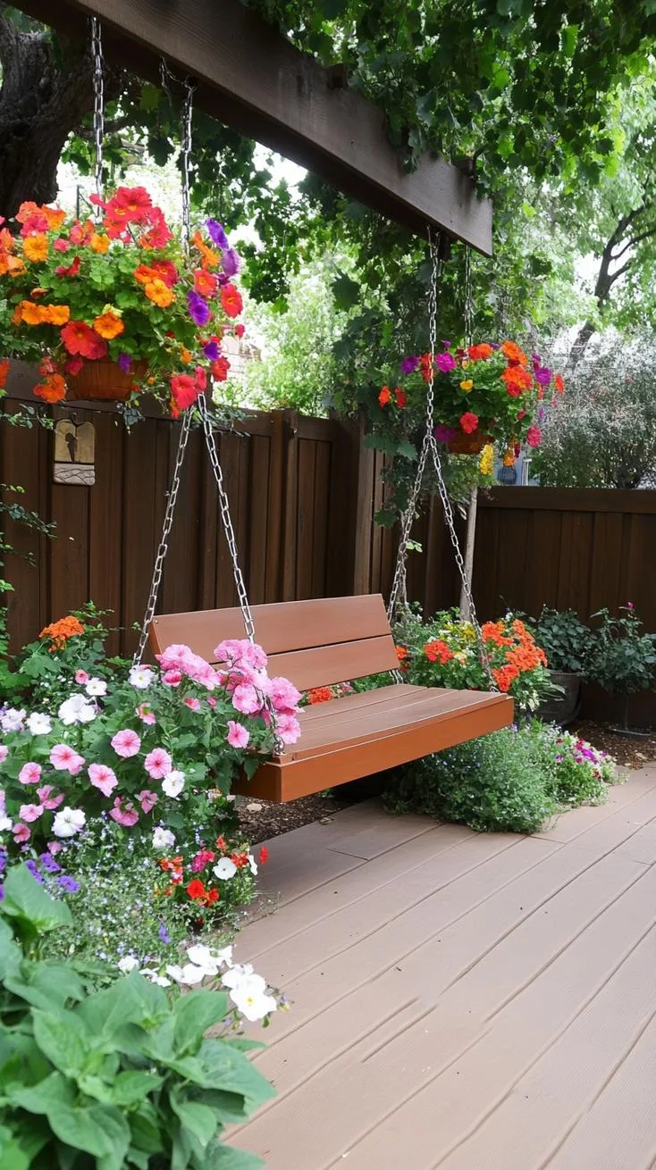 25 Unique Backyard Garden Ideas to Create Your Own Oasis 34 8. Charming Garden Swing Oasis-2