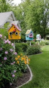 25 Unique Backyard Garden Ideas to Create Your Own Oasis 1 22. Colorful Birdhouse Haven-1