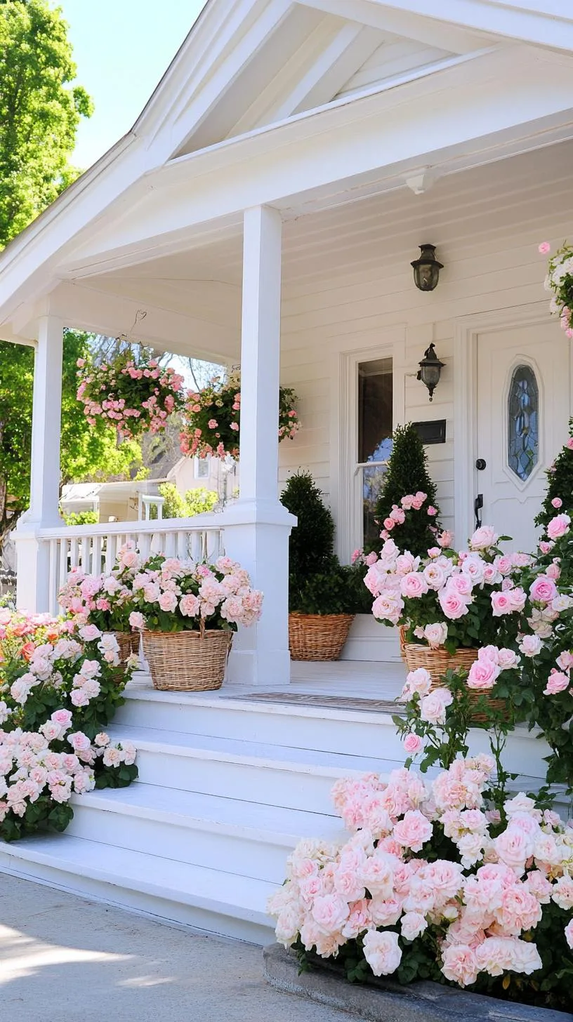 13. Cottage garden using floral drapes, wicker baskets, and rose topiary-2 13. Cottage garden using floral drapes, wicker baskets, and rose topiary-2
