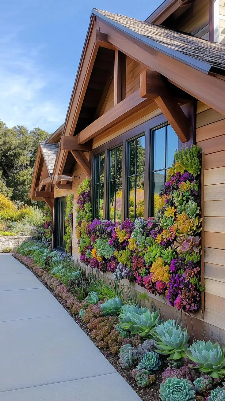 25 Unique Backyard Garden Ideas to Create Your Own Oasis 55 14. Drought-Tolerant Succulent Wall Art-0