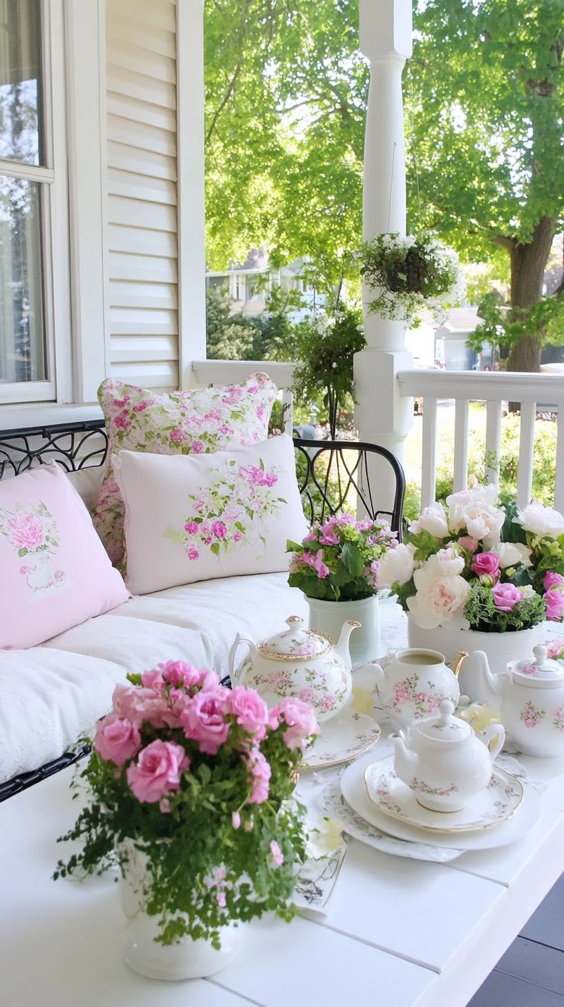 24. English garden nook featuring floral prints, dainty tea sets, and lots of greenery-1 24. English garden nook featuring floral prints, dainty tea sets, and lots of greenery-1