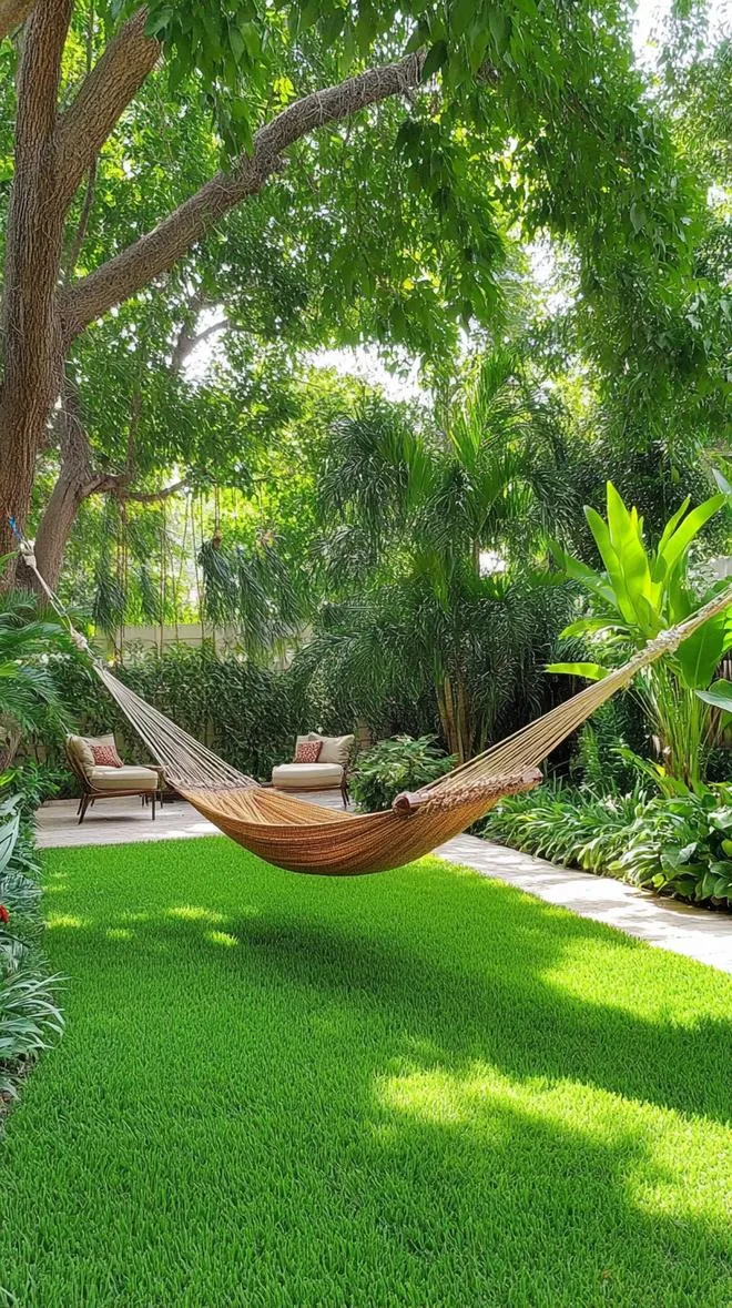 25 Unique Backyard Garden Ideas to Create Your Own Oasis 99 25. Hammocks in Leafy Retreat-0