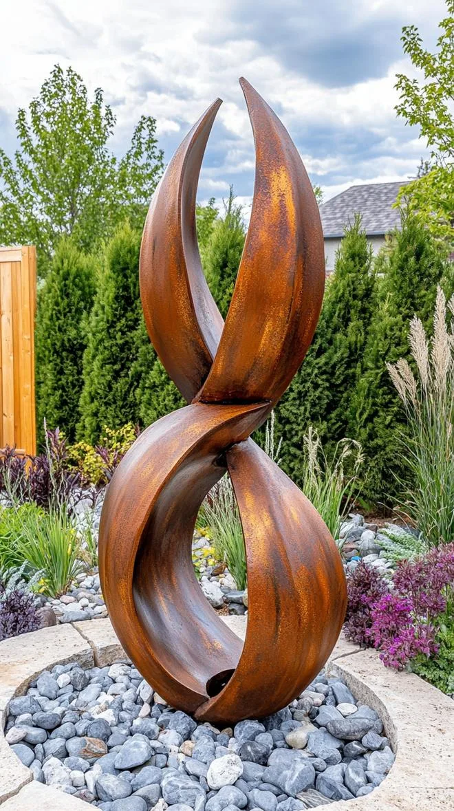 25 Unique Backyard Garden Ideas to Create Your Own Oasis 70 17. Metal Sculptures for Garden Decor-1