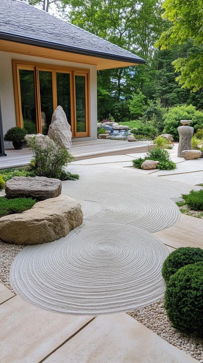 14. Minimalist Zen with a stone garden, serene sculptures, and a water feature-0 14. Minimalist Zen with a stone garden, serene sculptures, and a water feature-0