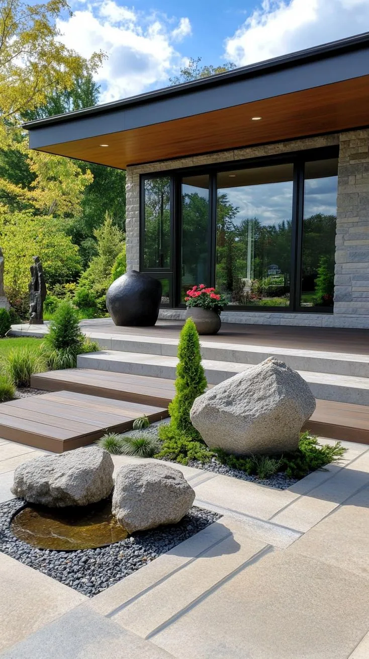 14. Minimalist Zen with a stone garden, serene sculptures, and a water feature-1 14. Minimalist Zen with a stone garden, serene sculptures, and a water feature-1