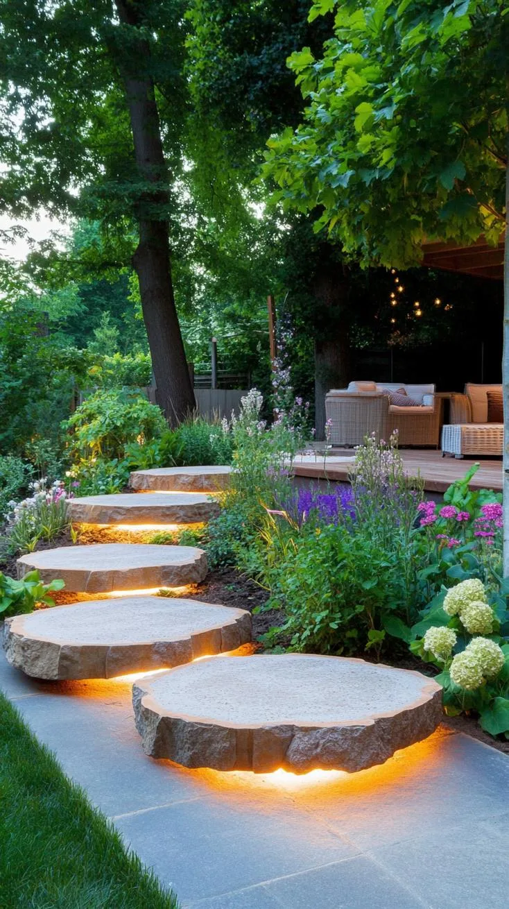 25 Unique Backyard Garden Ideas to Create Your Own Oasis 21 5. Night Garden Glow: Solar Stones-1