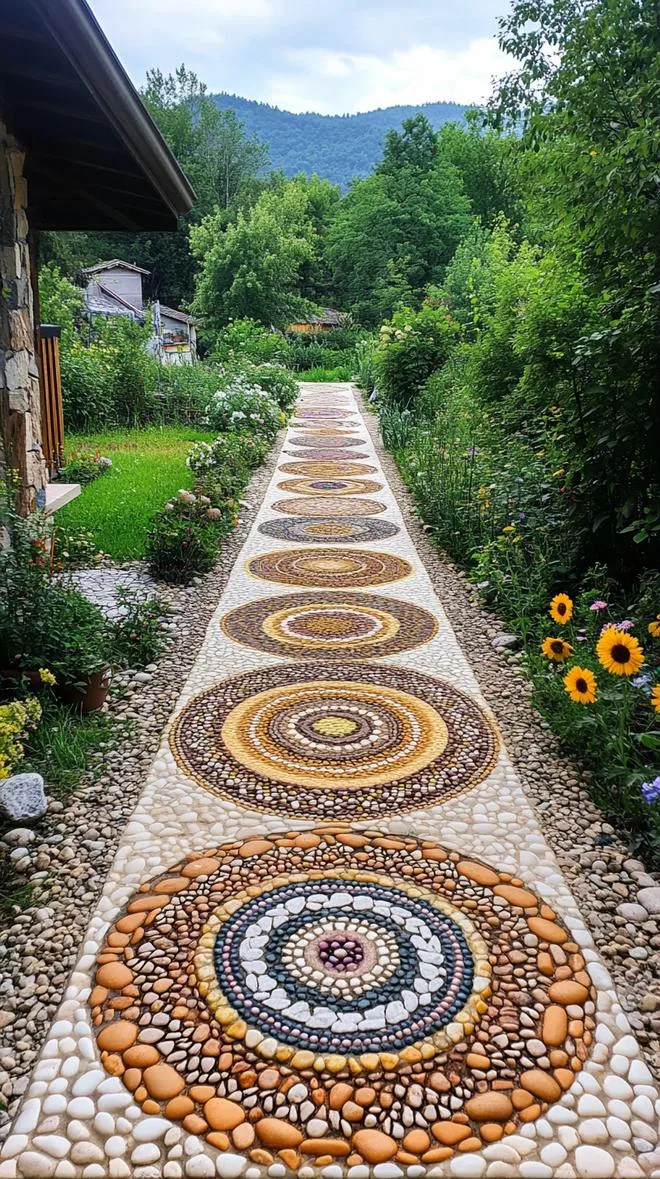 25 Unique Backyard Garden Ideas to Create Your Own Oasis 87 21. Pebble Mosaic Garden Design-1
