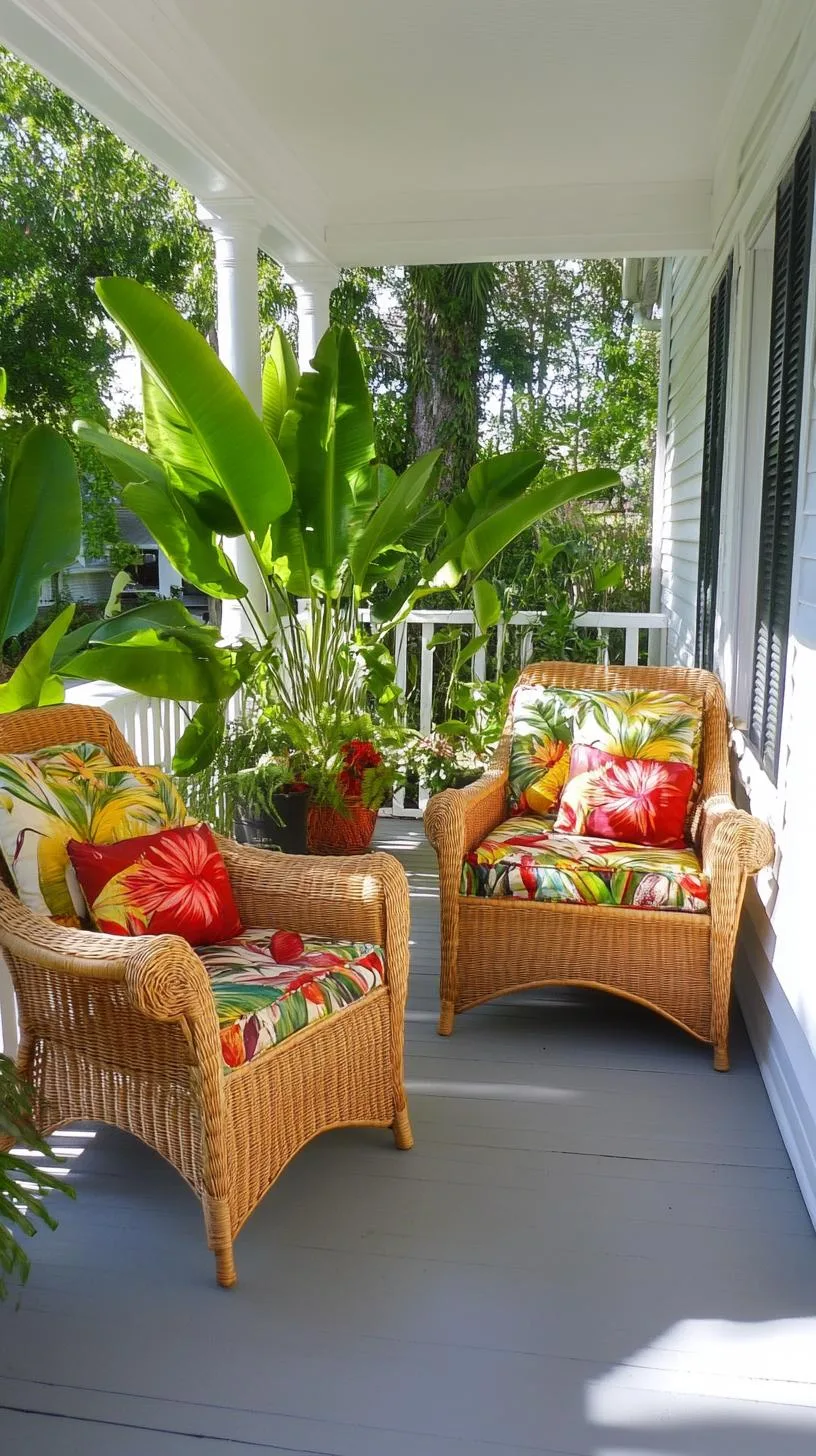 5. Tropical paradise with banana leaf plants, cane furniture, and colorful outdoor cushions-1 5. Tropical paradise with banana leaf plants, cane furniture, and colorful outdoor cushions-1