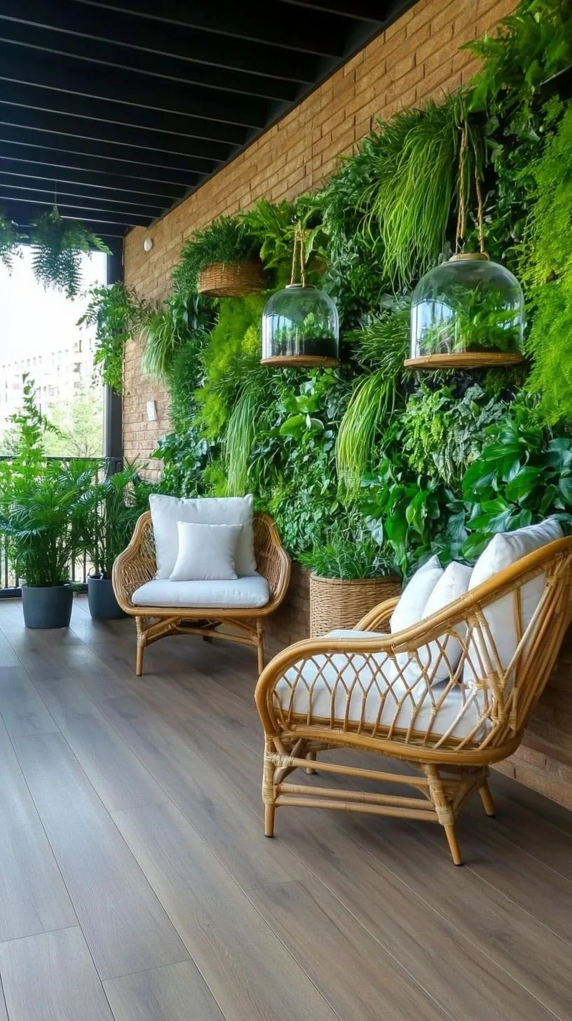9. Urban jungle featuring vertical garden walls, hanging terrariums, and bamboo furniture-0 9. Urban jungle featuring vertical garden walls, hanging terrariums, and bamboo furniture-0