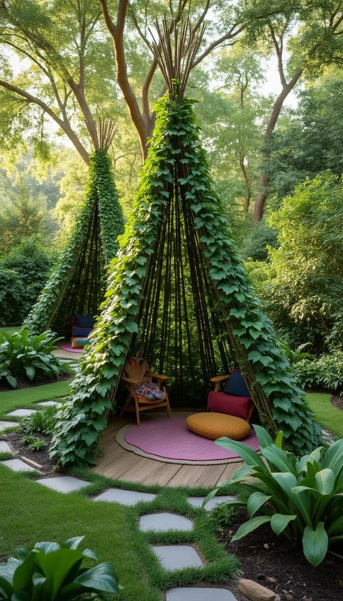 25 Unique Backyard Garden Ideas to Create Your Own Oasis 18 4. Vine Teepee Garden Retreat-1
