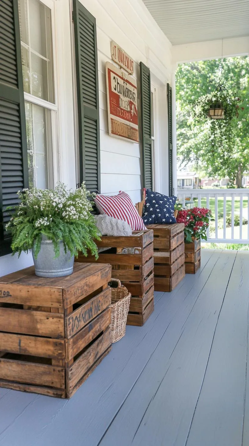 21. Vintage Americana with flag hues, vintage signs, and rustic wooden crates-0 21. Vintage Americana with flag hues, vintage signs, and rustic wooden crates-0