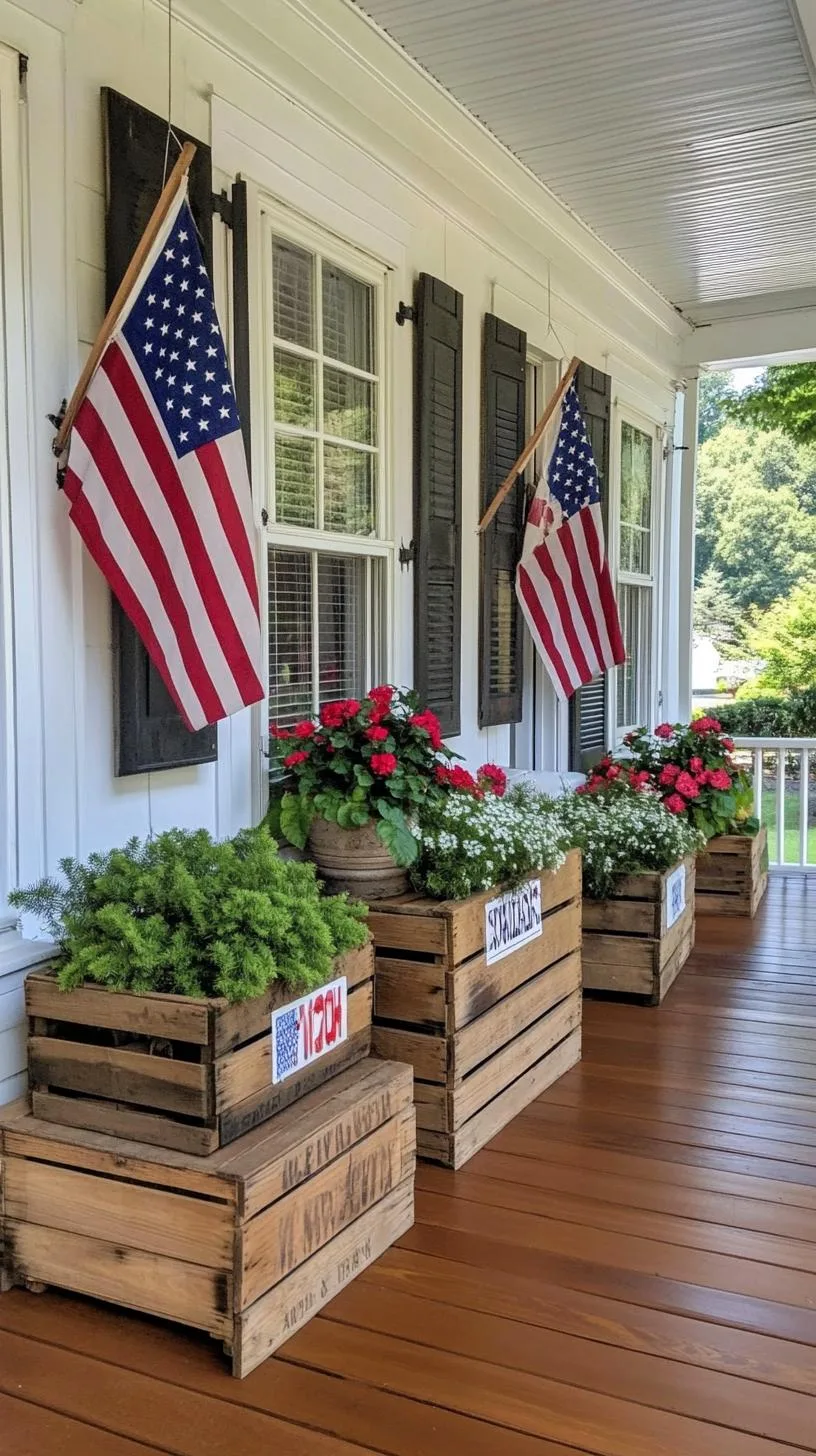 21. Vintage Americana with flag hues, vintage signs, and rustic wooden crates-1 21. Vintage Americana with flag hues, vintage signs, and rustic wooden crates-1