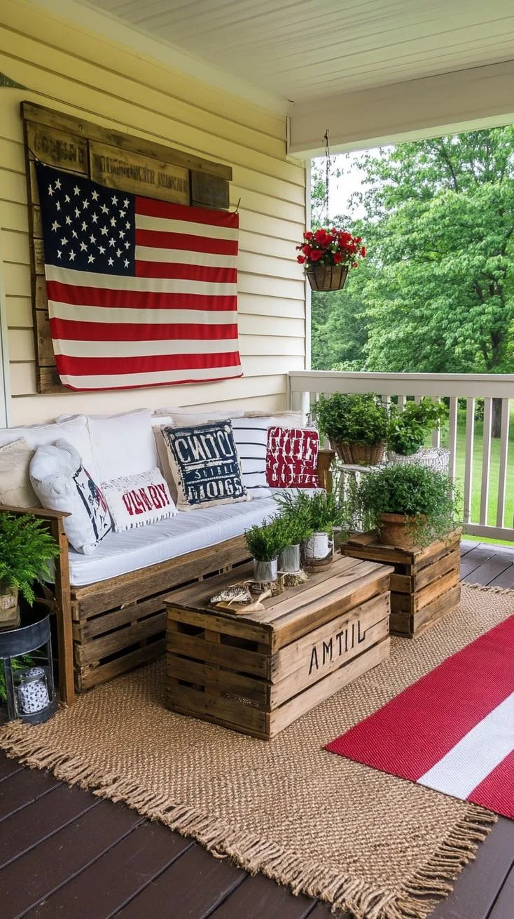 21. Vintage Americana with flag hues, vintage signs, and rustic wooden crates-2 21. Vintage Americana with flag hues, vintage signs, and rustic wooden crates-2