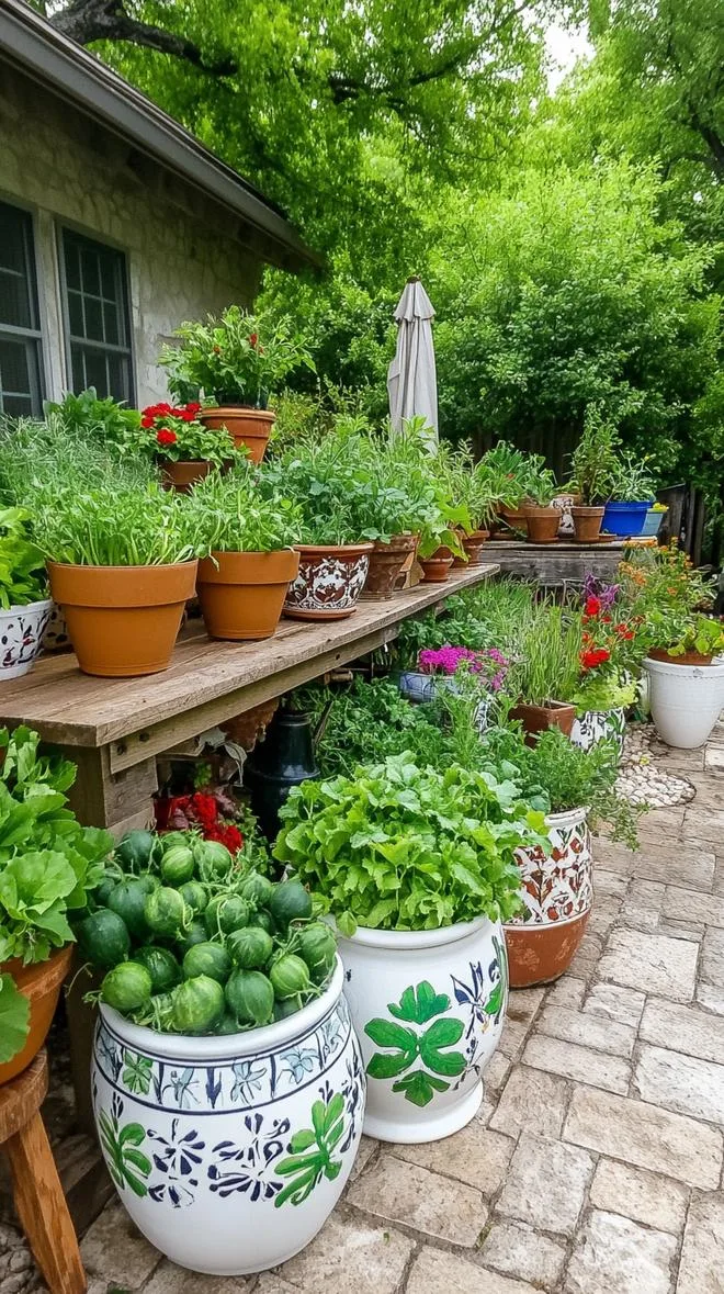 25 Unique Backyard Garden Ideas to Create Your Own Oasis 63 15. Vintage Pot Vegetable Garden Ideas-1