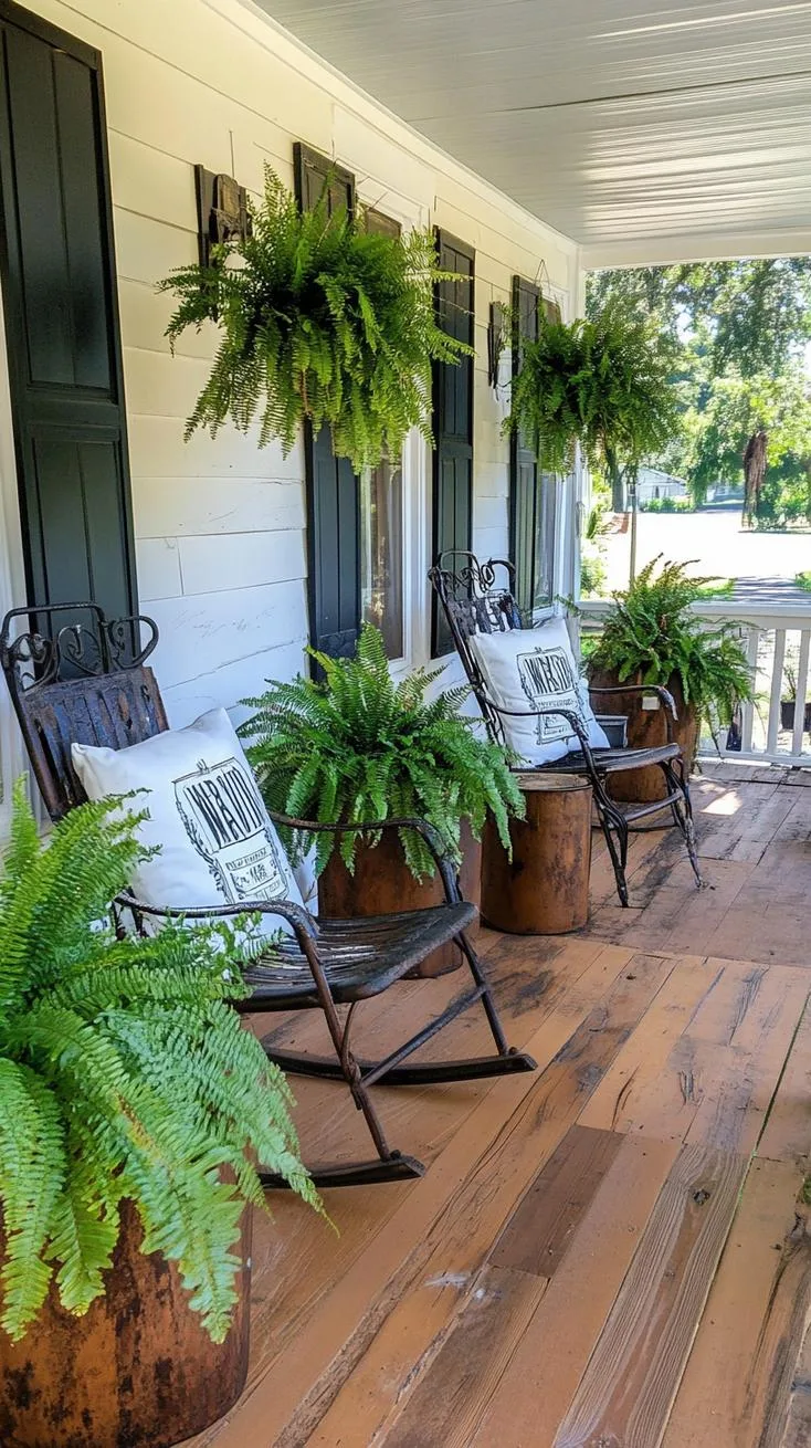 4. Vintage elegance with wrought iron details, vintage cigarette signs, and ferns in old buckets-1 4. Vintage elegance with wrought iron details, vintage cigarette signs, and ferns in old buckets-1