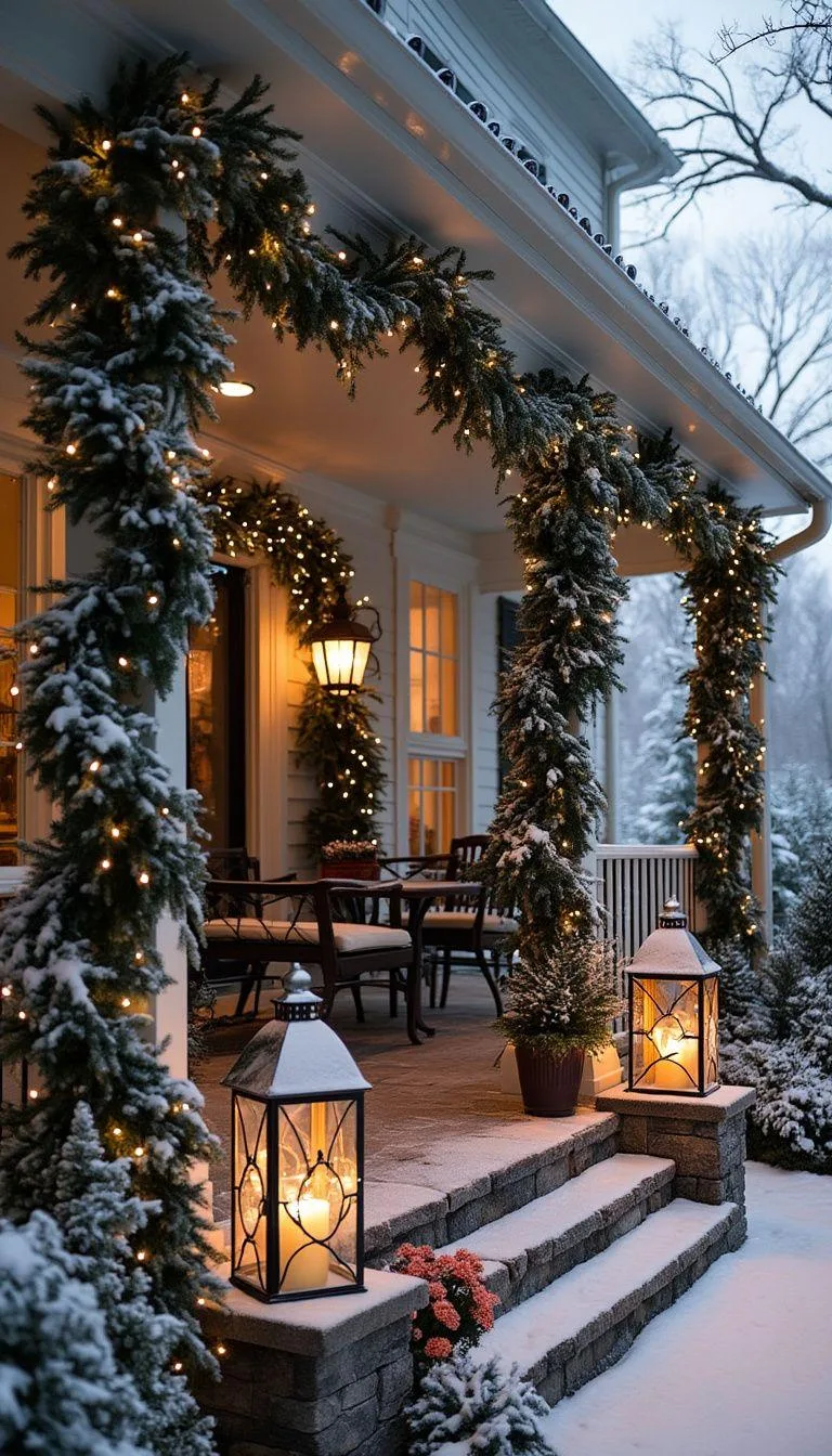 7. Winter wonderland using evergreen garlands, oversized lanterns, and a cozy firepit-1 7. Winter wonderland using evergreen garlands, oversized lanterns, and a cozy firepit-1
