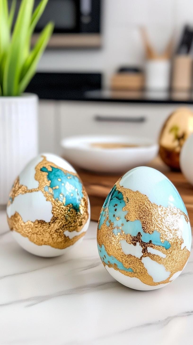 12. Abstract painted eggs with gold accents-1
