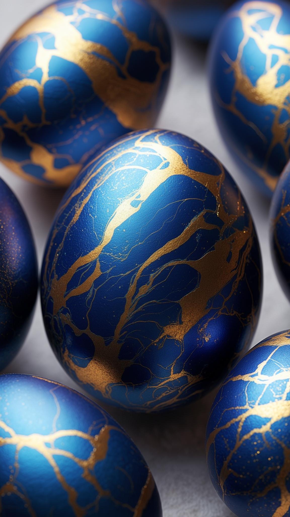 18. Blue and gold marbled eggs with metallic finish-0