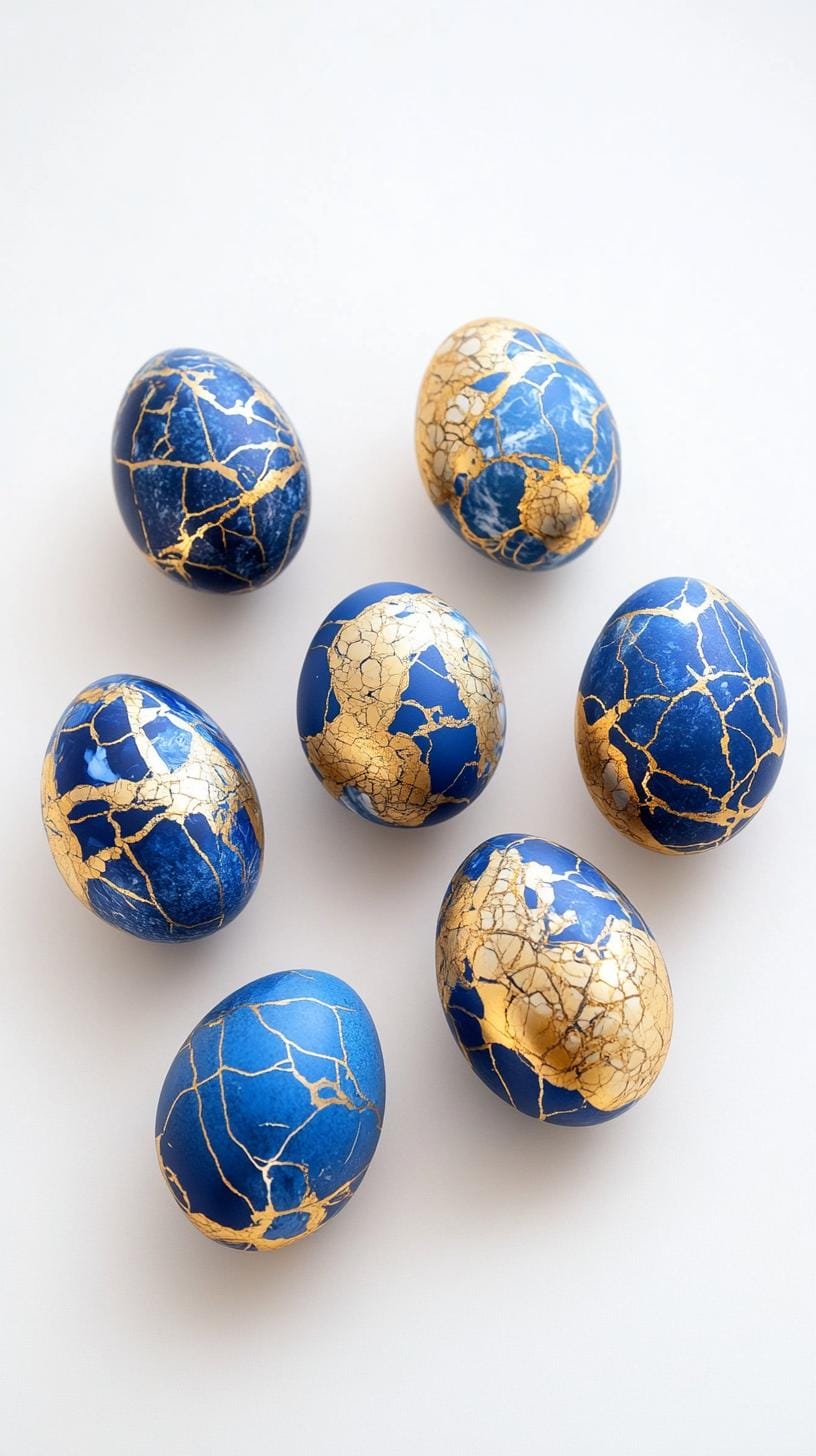 18. Blue and gold marbled eggs with metallic finish-1
