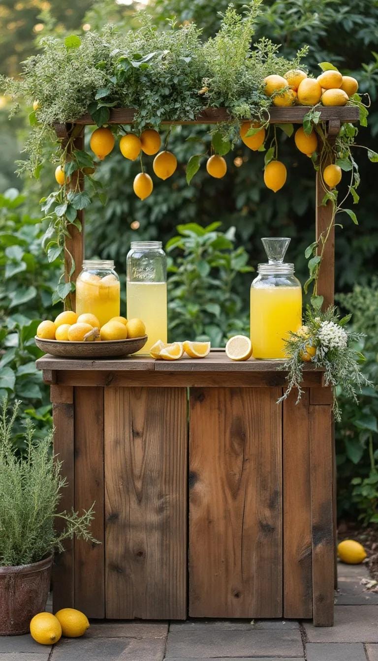 21 Dreamy Garden Wedding Decor Ideas 54 20. Bohemian-style lemonade bar with herbs and fresh fruits-0