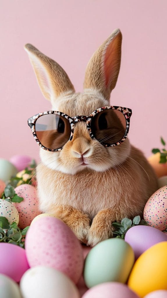 18. Bunny with oversized sunglasses on Easter eggs-2