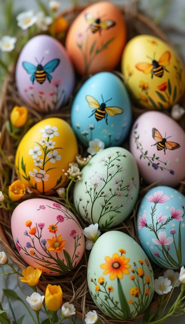 6. Colorful eggs with miniature spring illustrations-1