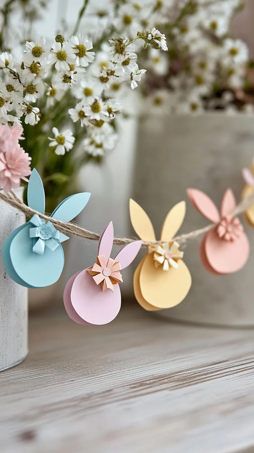 21 Trendy Easter Decor Ideas For 2025 42 16. DIY bunny garland with twine and pastel accents-1