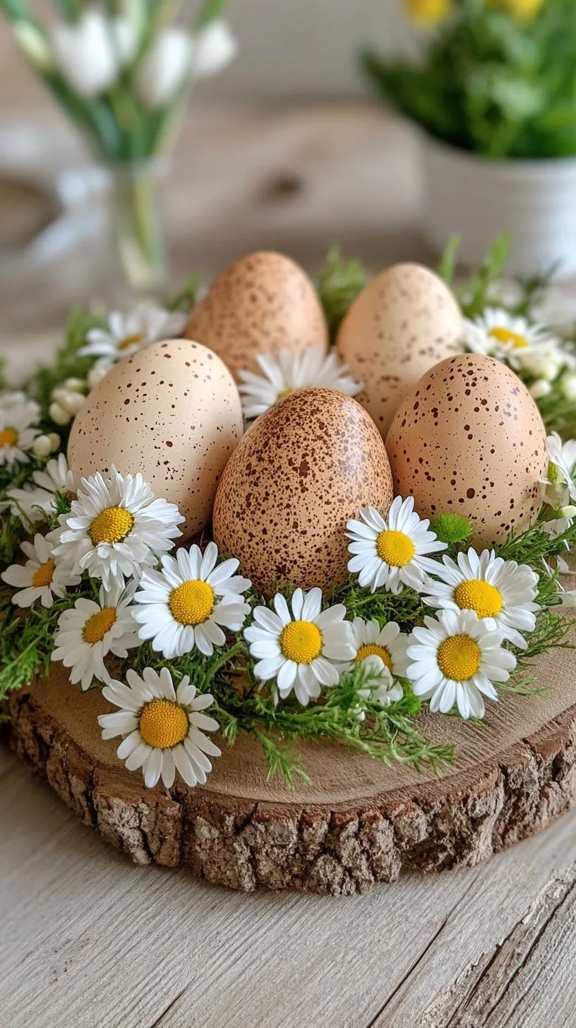 21 Trendy Easter Decor Ideas For 2025 54 20. Earthy wreath with real eggs and small daisies-1