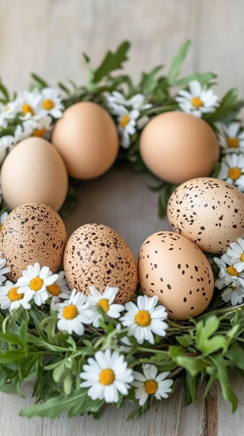 21 Trendy Easter Decor Ideas For 2025 55 20. Earthy wreath with real eggs and small daisies-2