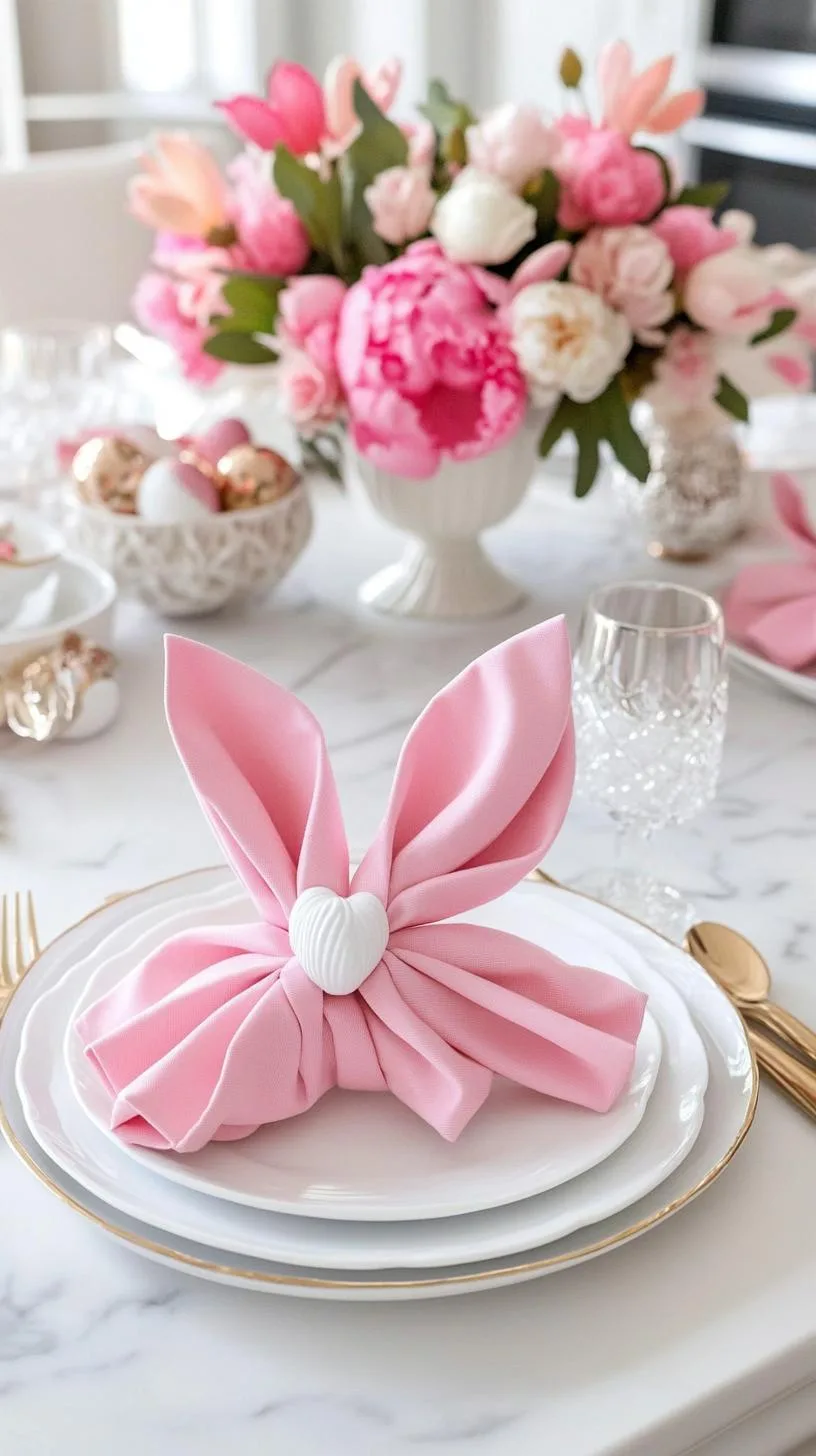 21 Trendy Easter Decor Ideas For 2025 12 5. Elegant Easter table with bunny ear napkins-1