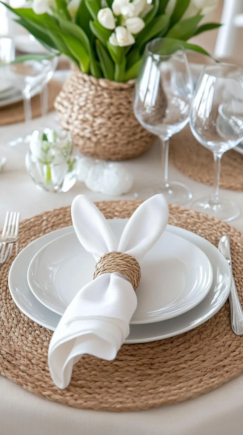 21 Trendy Easter Decor Ideas For 2025 13 5. Elegant Easter table with bunny ear napkins-2