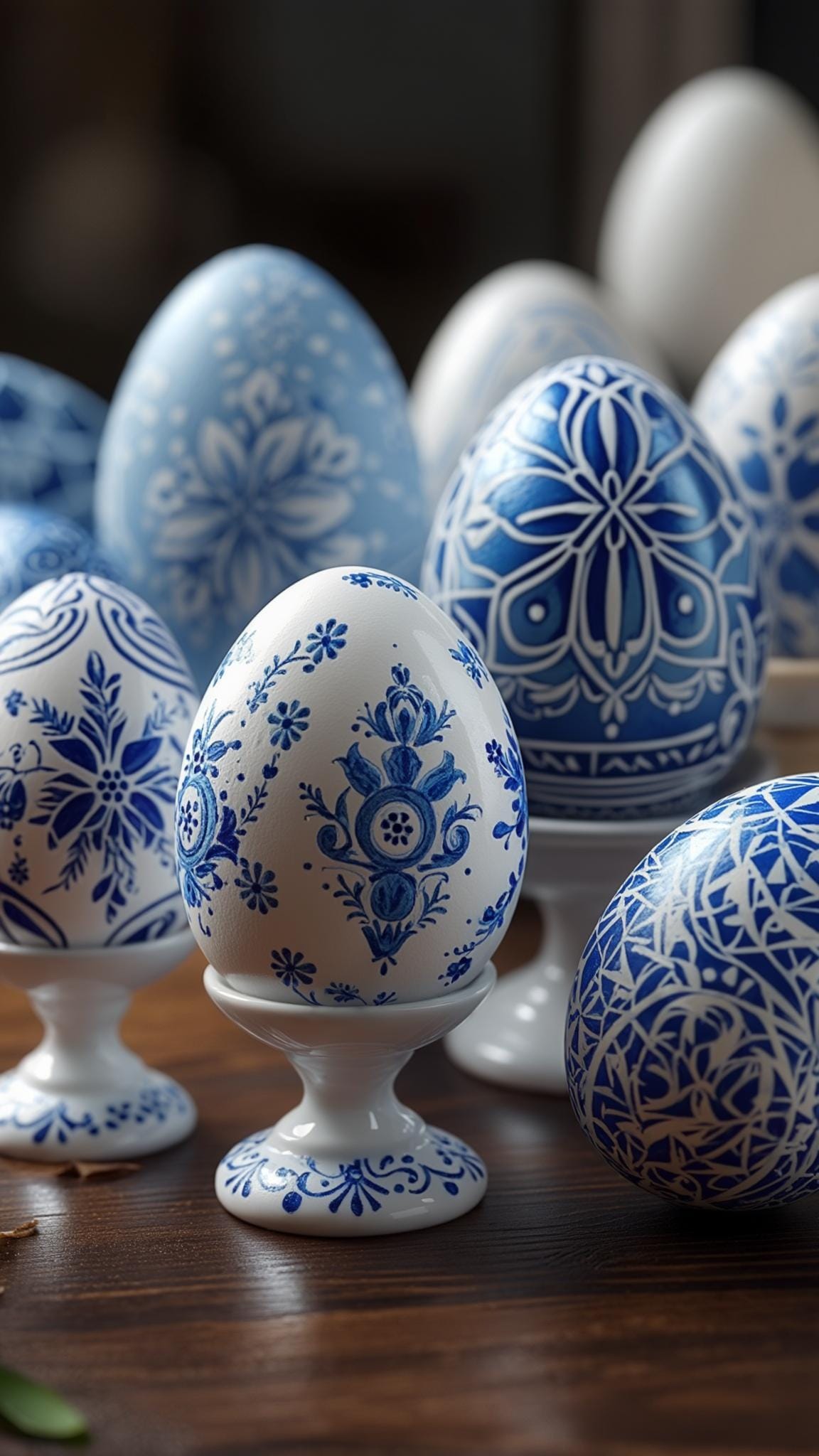10. Elegant blue and white porcelain-style Easter eggs-0