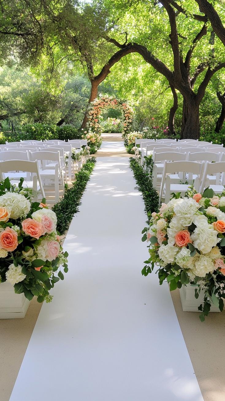 14. Enchanted flower-bordered ceremony aisle with lush greenery-1