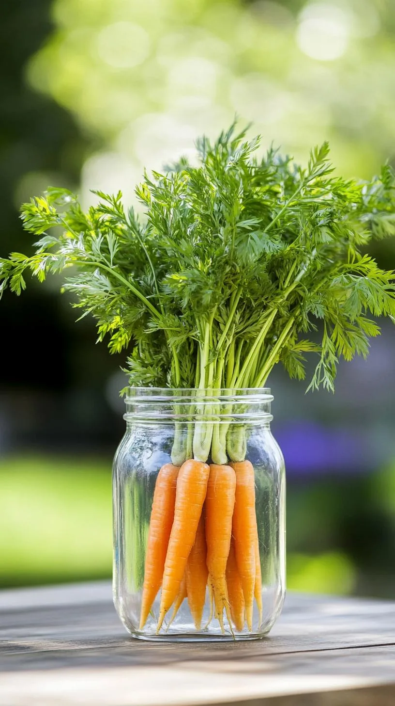 2. Glass jar vase with a bundle of fresh carrots-0