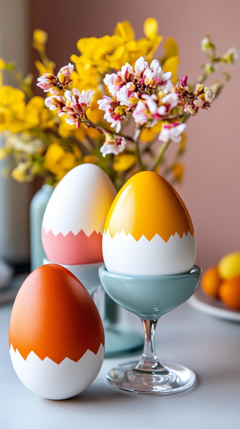 13. Half-dipped color-blocked eggs for modern style-0