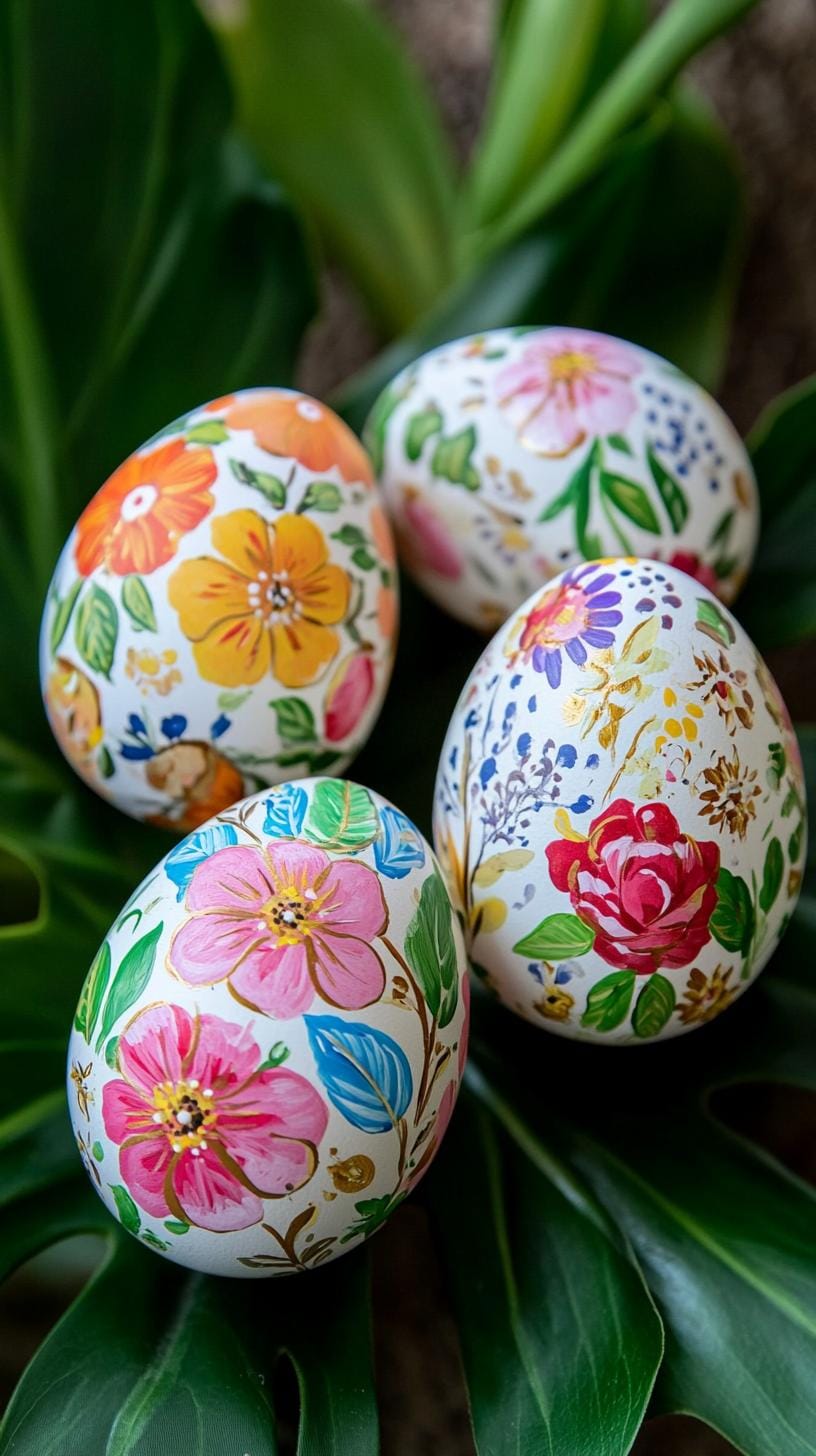 1. Hand-painted eggs with intricate floral patterns-1