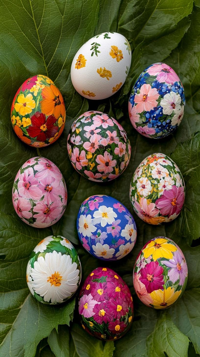 1. Hand-painted eggs with intricate floral patterns-2
