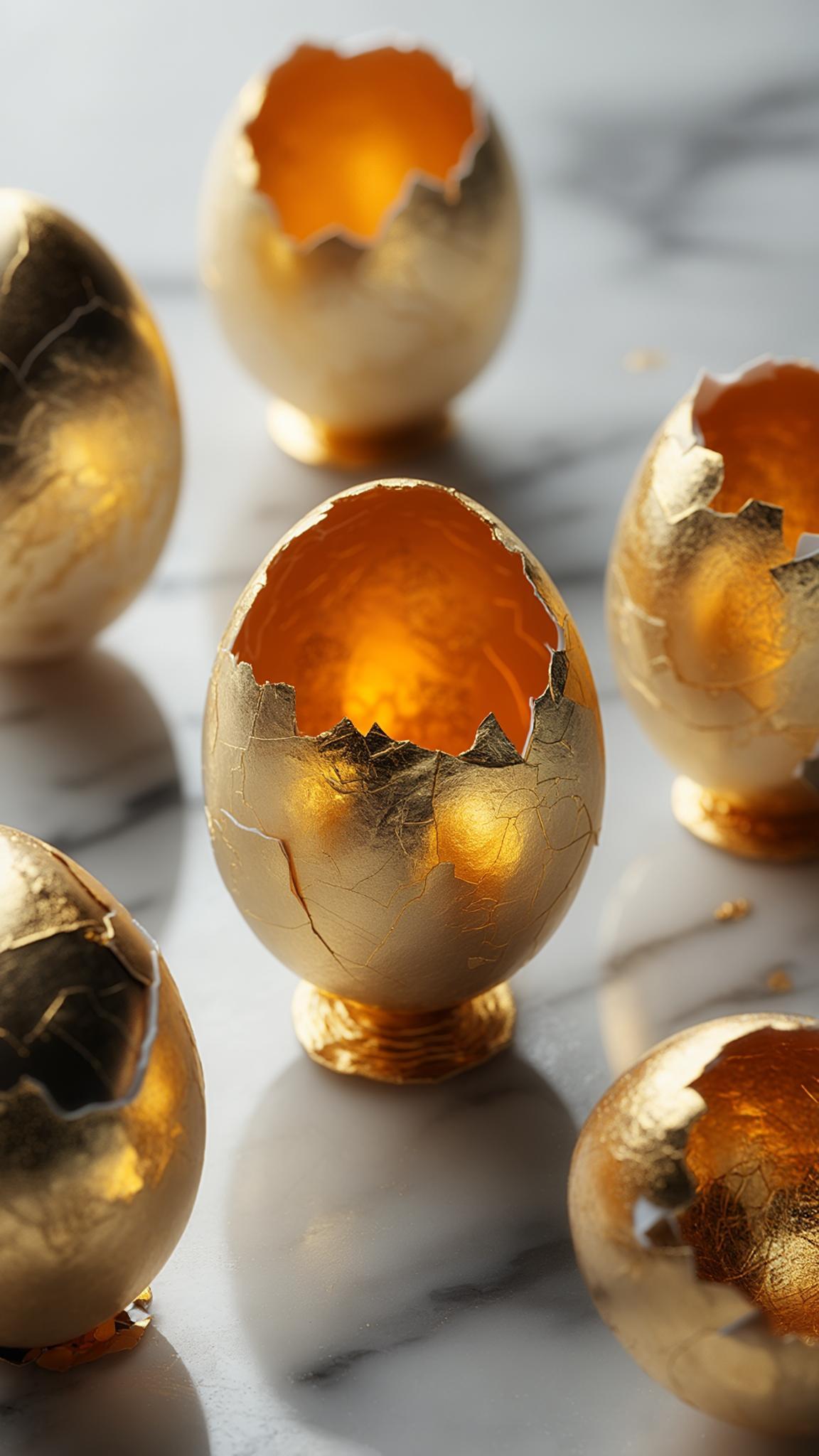 4. Hollowed eggs with gold leaf interiors for decor-0