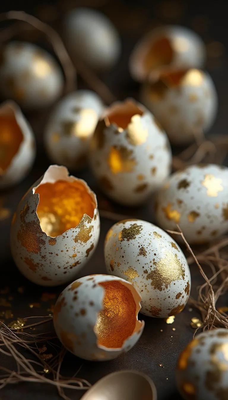 4. Hollowed eggs with gold leaf interiors for decor-1