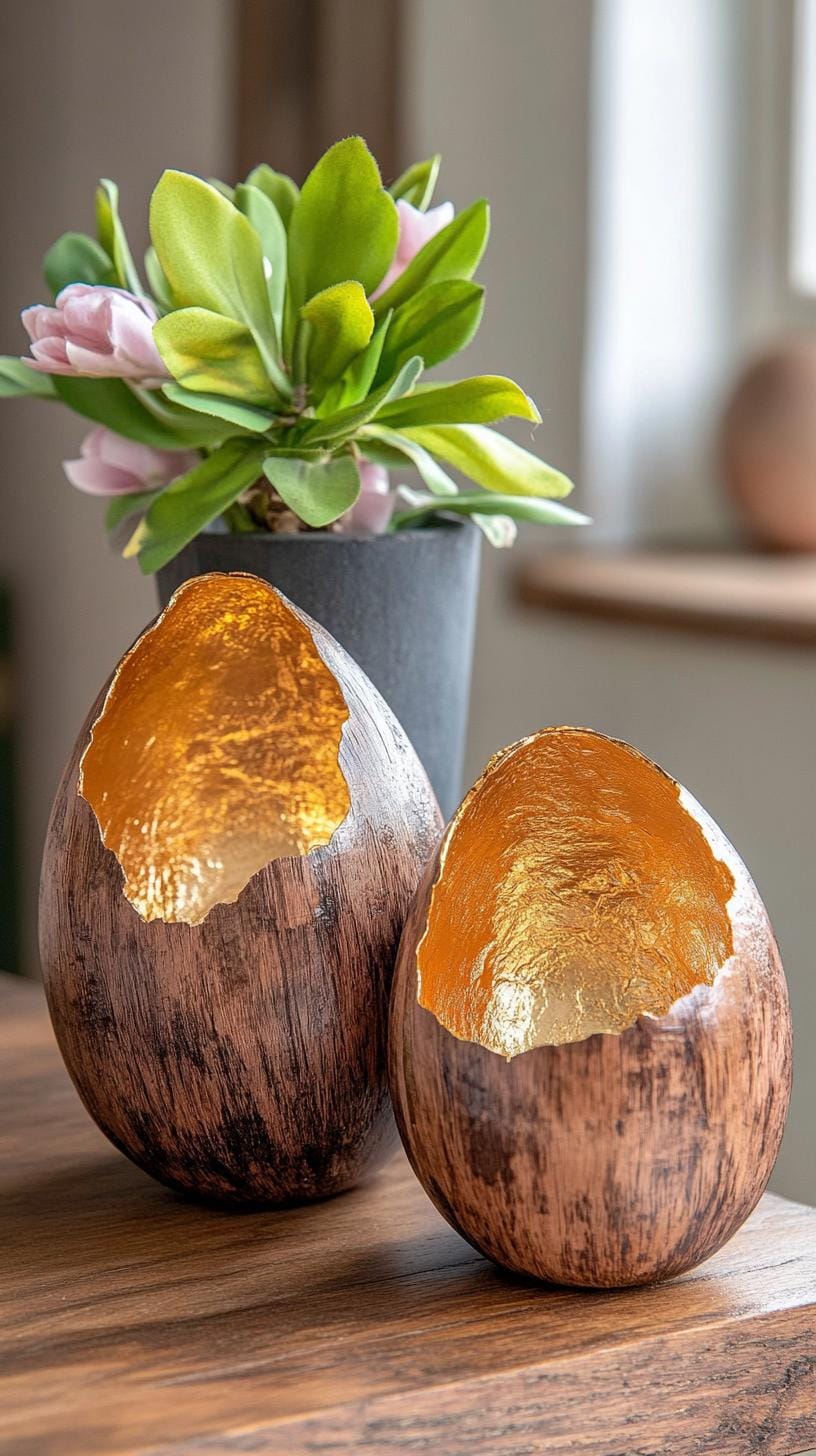 4. Hollowed eggs with gold leaf interiors for decor-2
