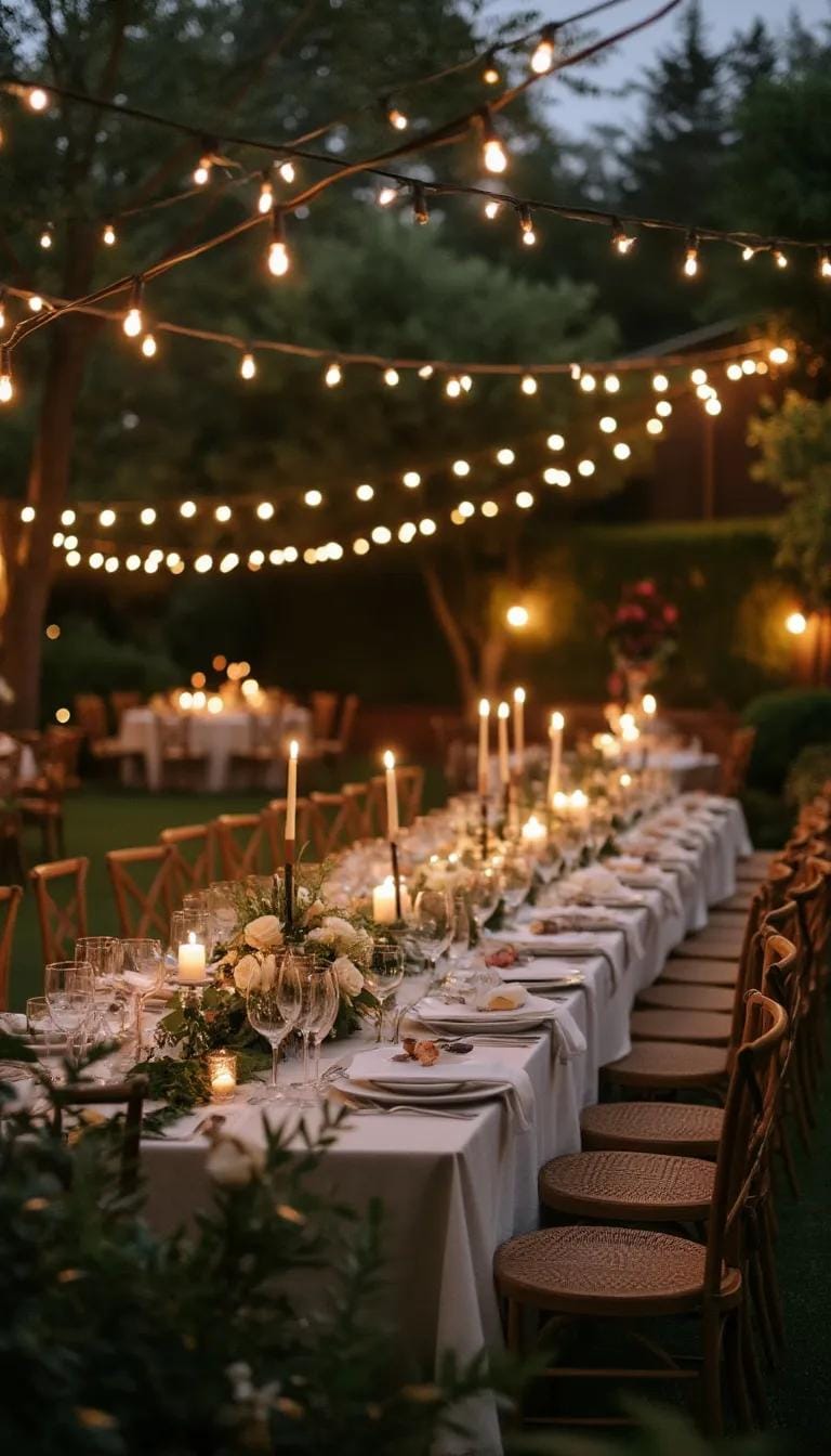 21 Dreamy Garden Wedding Decor Ideas 42 15. Intimate outdoor wedding reception under twinkling string lights-0