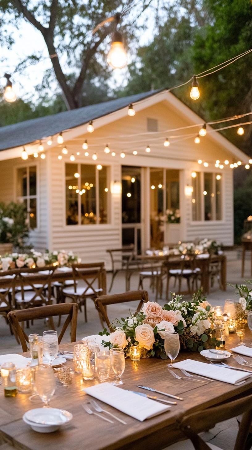 21 Dreamy Garden Wedding Decor Ideas 44 15. Intimate outdoor wedding reception under twinkling string lights-2