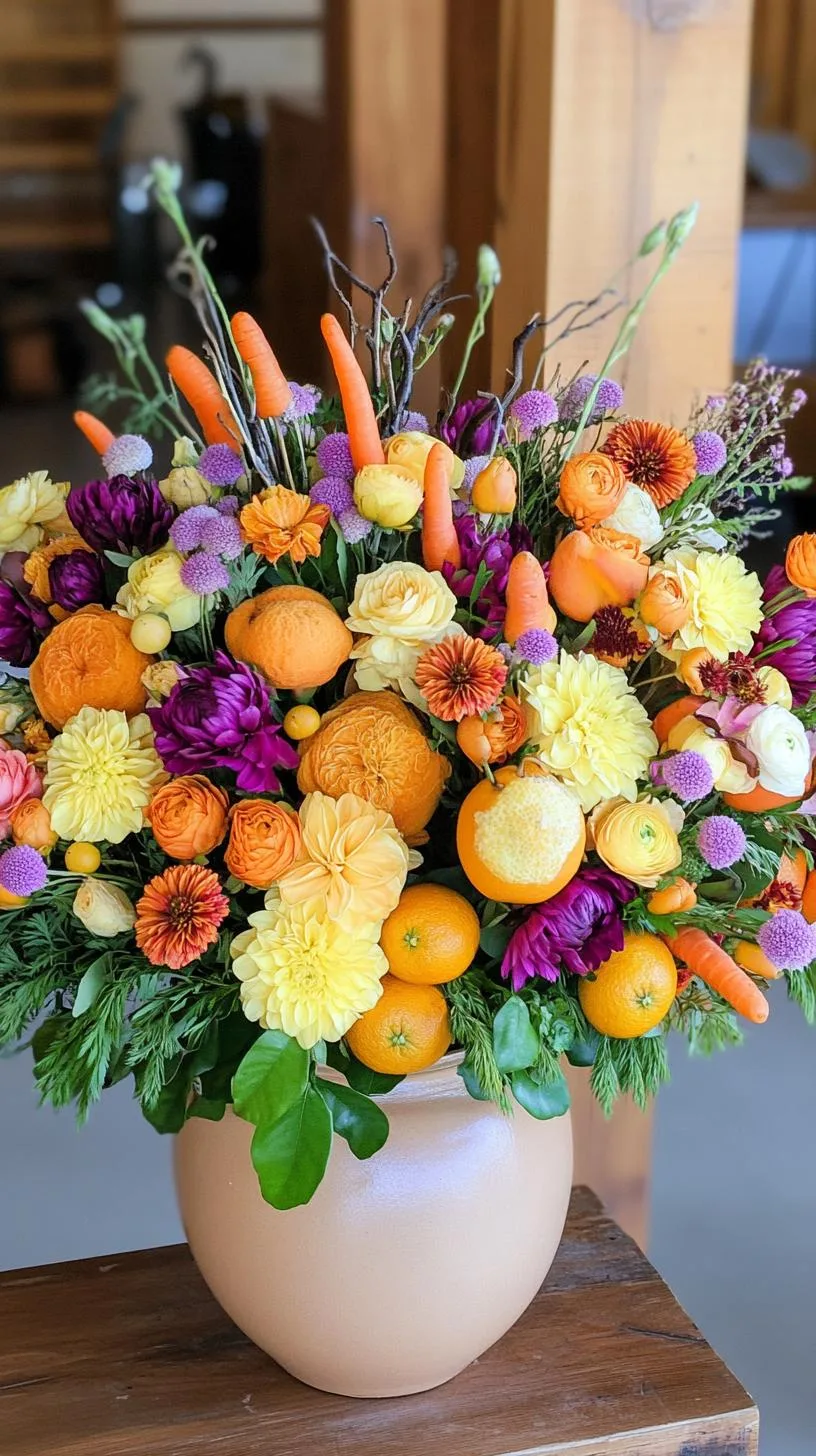 6. Large floral arrangement with carrots and oranges-1